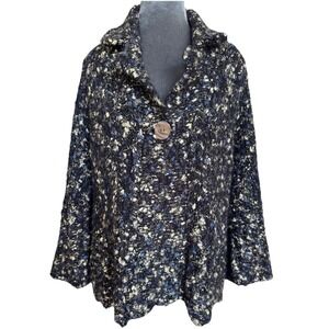 Vtg Carole Little Jacket Cardigan XL‎ Sweater Boucle Wool Mohair Alpaca Blend